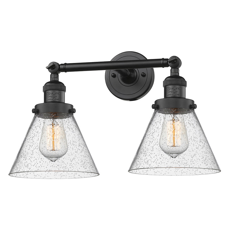 Innovations Lighting Large Cone 2 Light Bath Vanity Light Part Of The Franklin Restoration Collection 208L-BK-G44