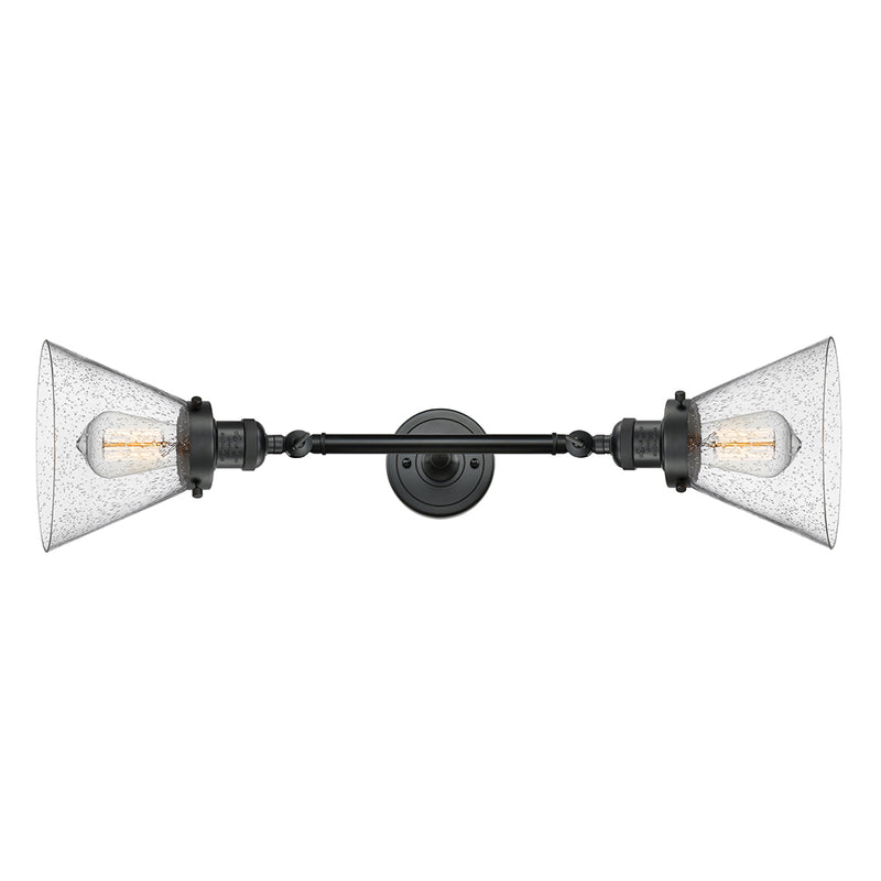 Cone Bath Vanity Light shown in the Matte Black finish with a Seedy shade