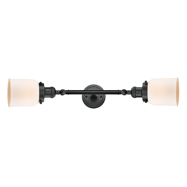 Bell Bath Vanity Light shown in the Matte Black finish with a Matte White shade