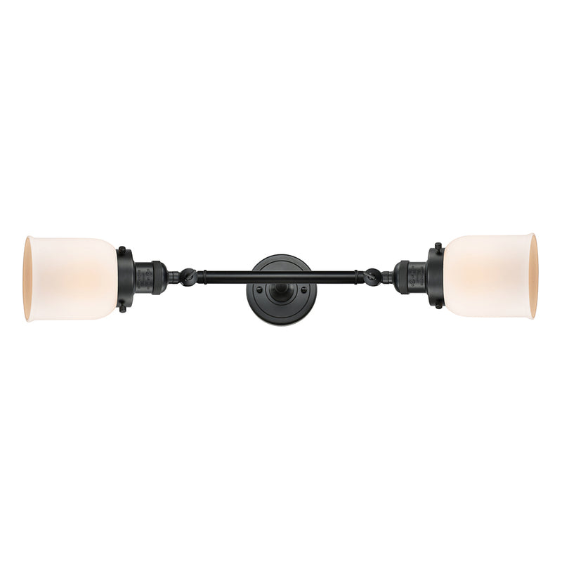 Bell Bath Vanity Light shown in the Matte Black finish with a Matte White shade