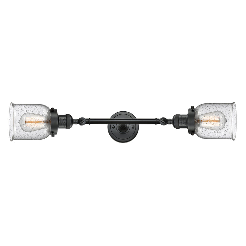 Bell Bath Vanity Light shown in the Matte Black finish with a Seedy shade