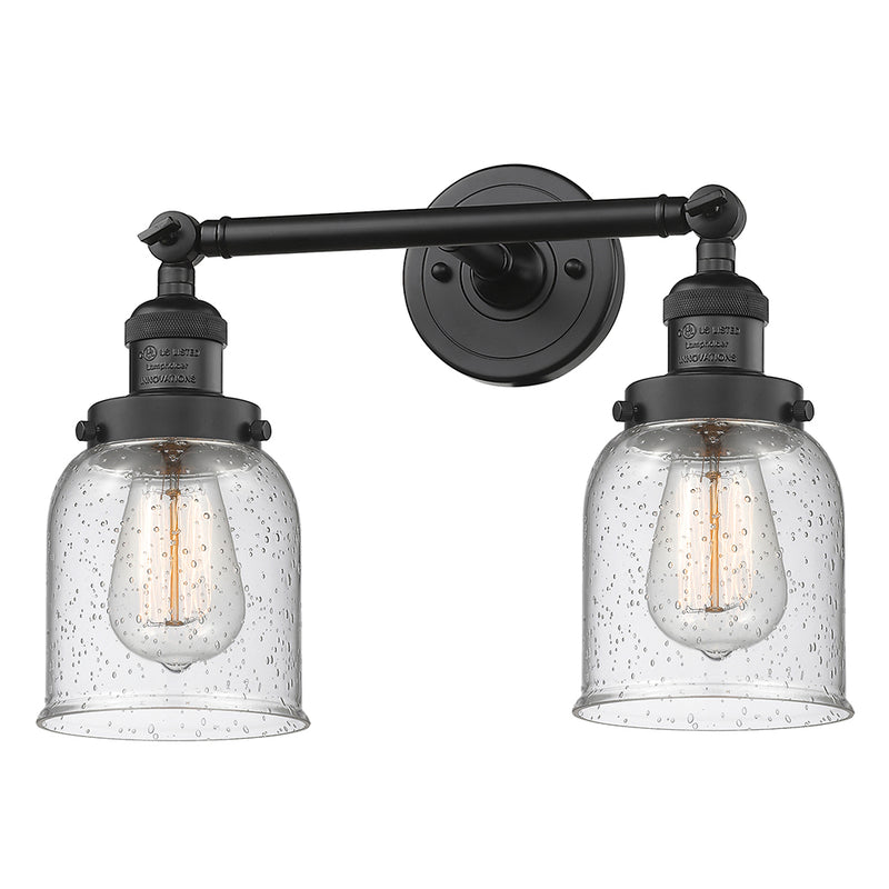 Innovations Lighting Small Bell 2 Light Bath Vanity Light Part Of The Franklin Restoration Collection 208L-BK-G54-LED
