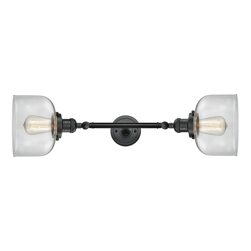 Bell Bath Vanity Light shown in the Matte Black finish with a Clear shade