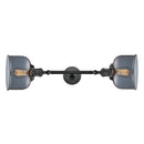 Bell Bath Vanity Light shown in the Matte Black finish with a Plated Smoke shade