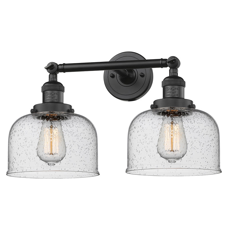 Innovations Lighting Large Bell 2 Light Bath Vanity Light Part Of The Franklin Restoration Collection 208L-BK-G74-LED