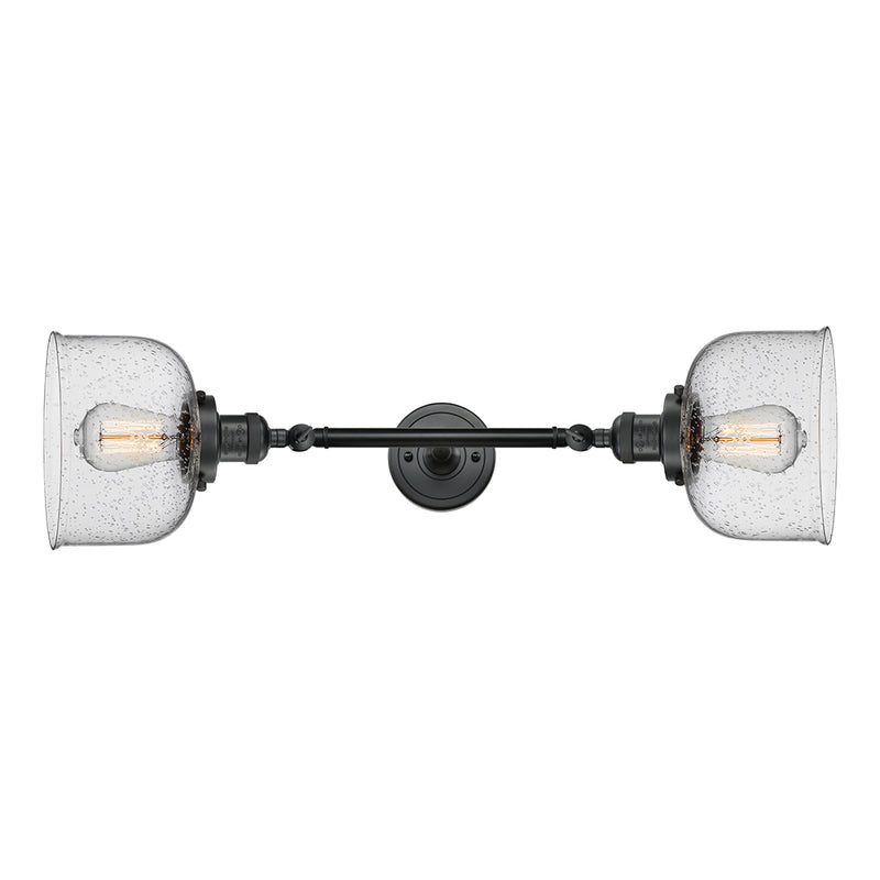 Bell Bath Vanity Light shown in the Matte Black finish with a Seedy shade