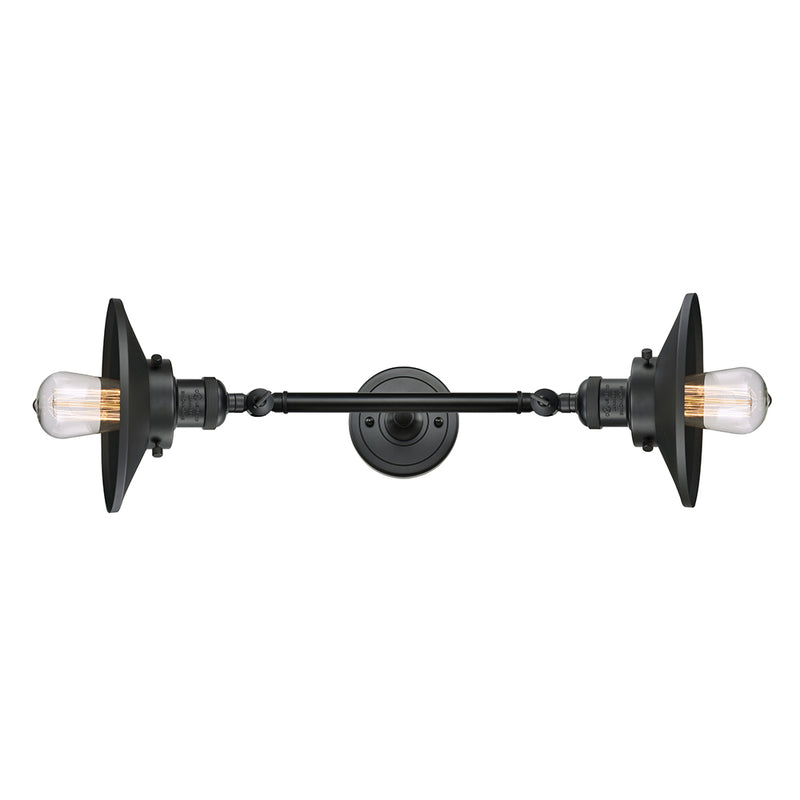 Innovations Lighting Railroad 2 Light Bath Vanity Light Part Of The Franklin Restoration Collection 208L-BK-M6-LED