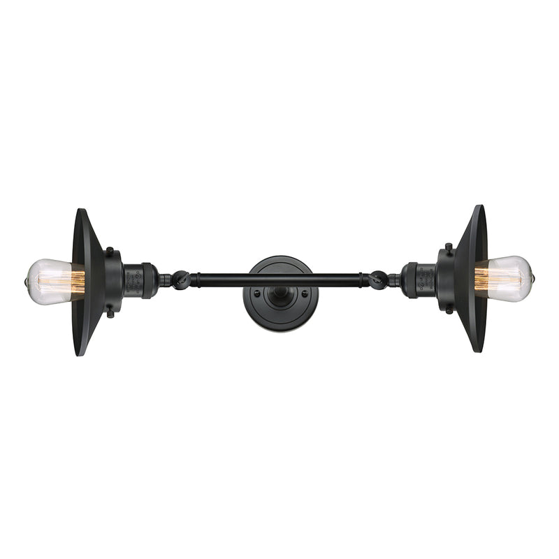Railroad Bath Vanity Light shown in the Matte Black finish with a Matte Black shade