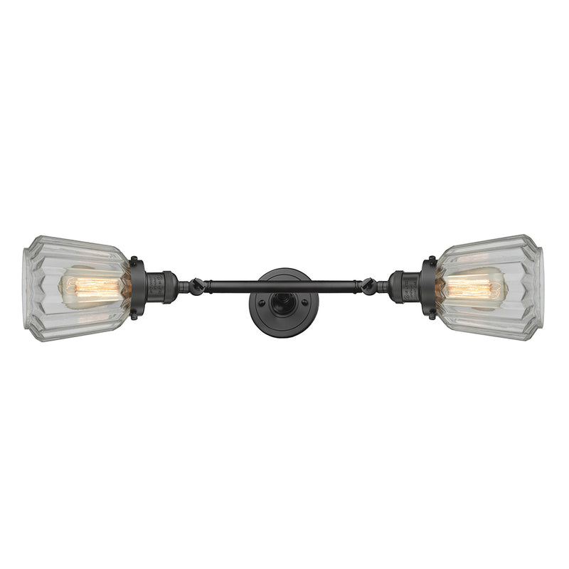Chatham Bath Vanity Light shown in the Oil Rubbed Bronze finish with a Clear shade