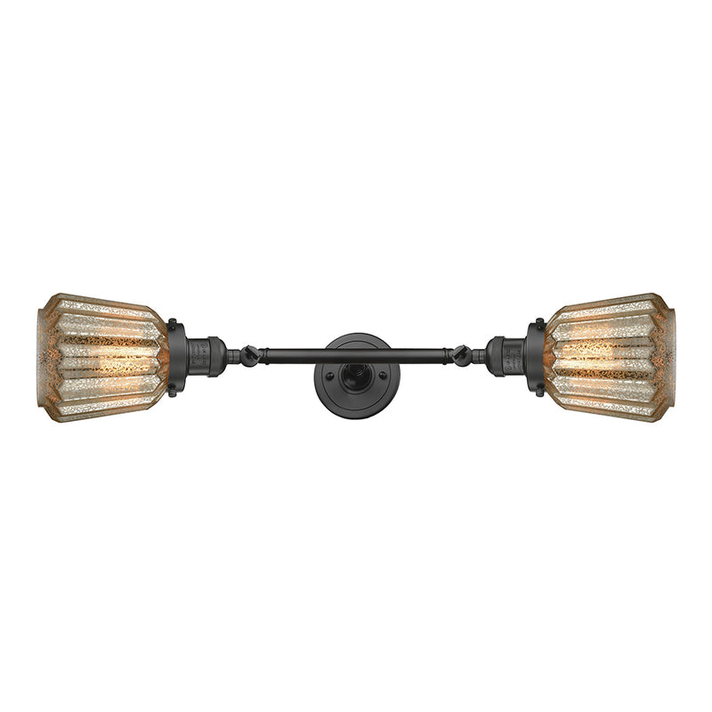 Chatham Bath Vanity Light shown in the Oil Rubbed Bronze finish with a Mercury shade
