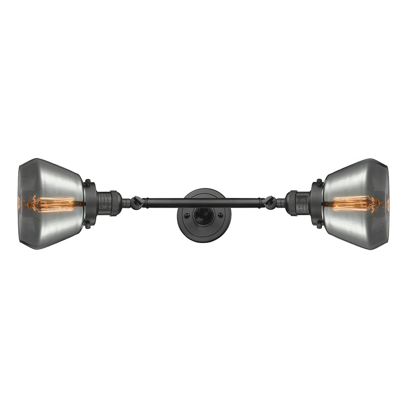 Fulton Bath Vanity Light shown in the Oil Rubbed Bronze finish with a Plated Smoke shade