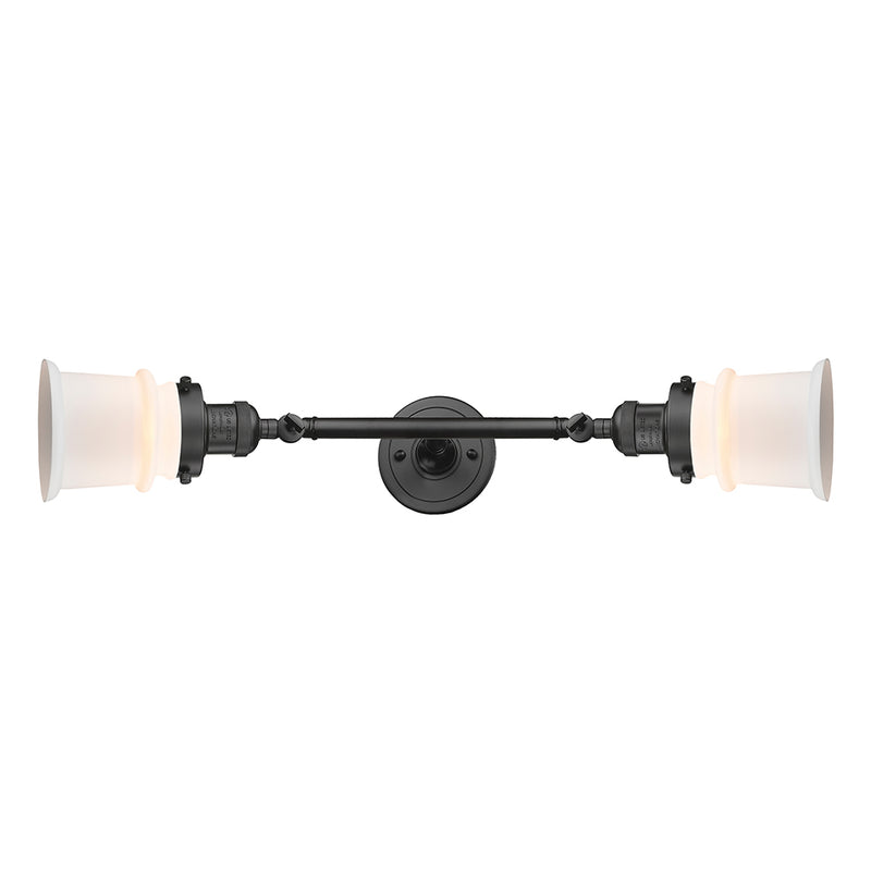 Canton Bath Vanity Light shown in the Oil Rubbed Bronze finish with a Matte White shade