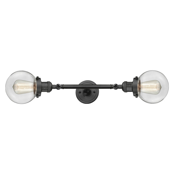 Beacon Bath Vanity Light shown in the Oil Rubbed Bronze finish with a Clear shade