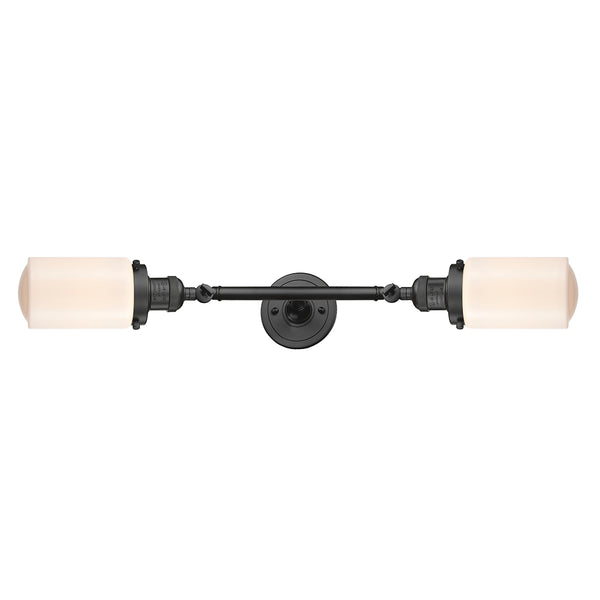 Dover Bath Vanity Light shown in the Oil Rubbed Bronze finish with a Matte White shade