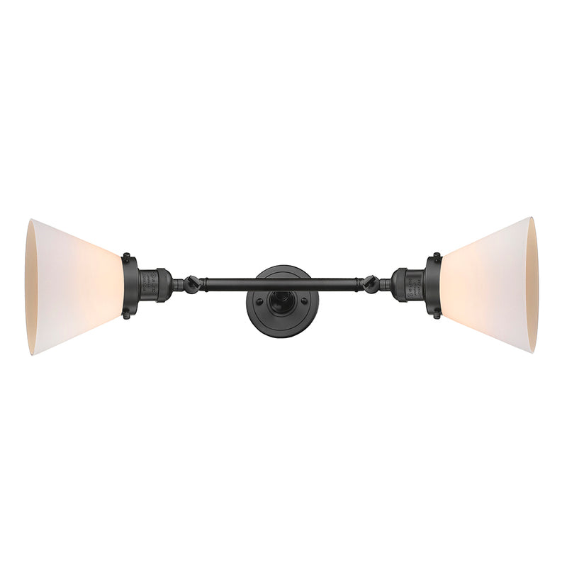 Cone Bath Vanity Light shown in the Oil Rubbed Bronze finish with a Matte White shade