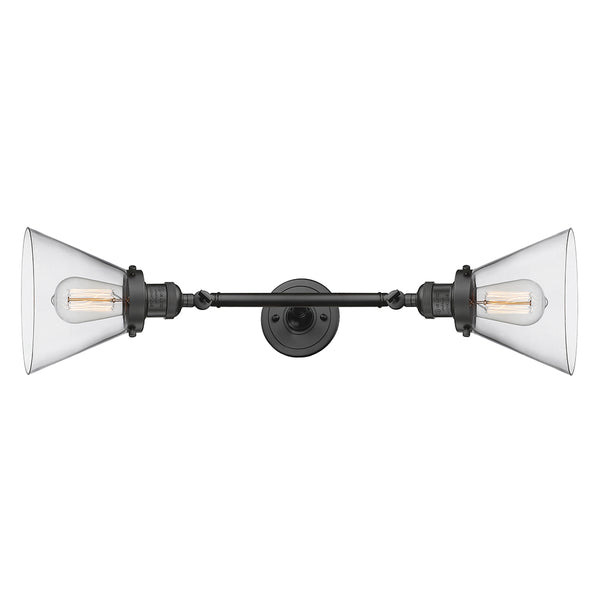 Cone Bath Vanity Light shown in the Oil Rubbed Bronze finish with a Clear shade