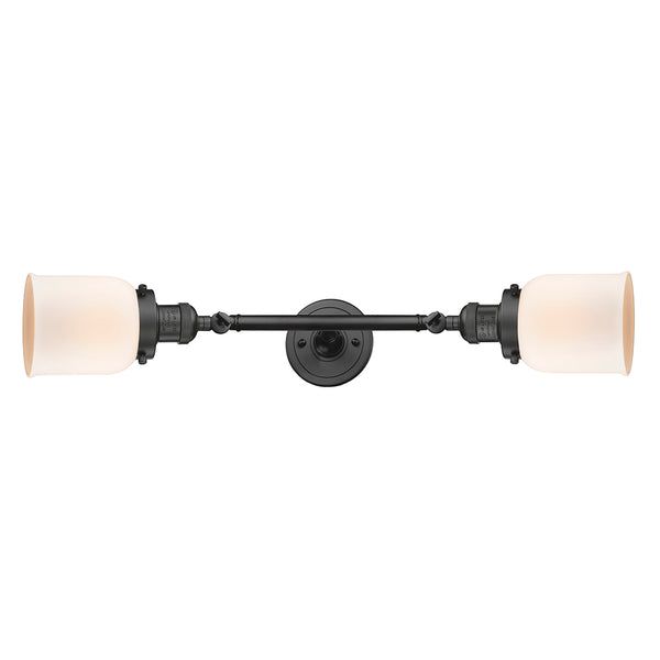 Bell Bath Vanity Light shown in the Oil Rubbed Bronze finish with a Matte White shade