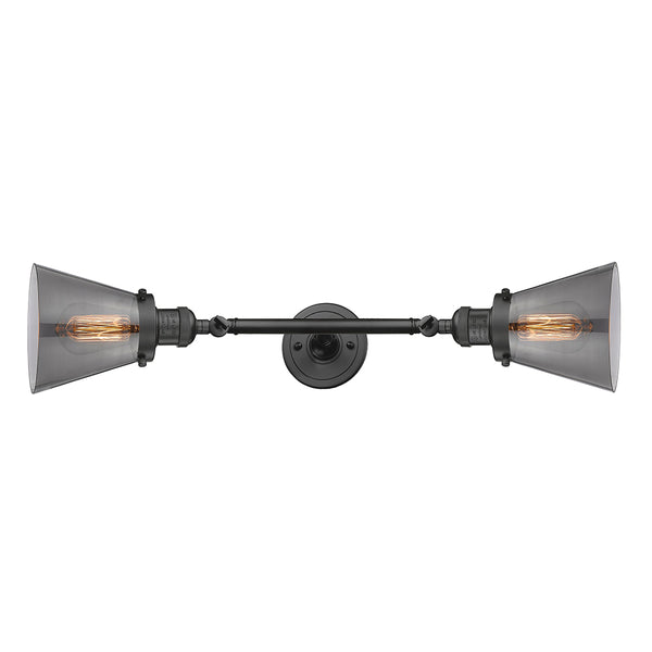 Cone Bath Vanity Light shown in the Oil Rubbed Bronze finish with a Plated Smoke shade