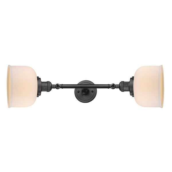 Bell Bath Vanity Light shown in the Oil Rubbed Bronze finish with a Matte White shade