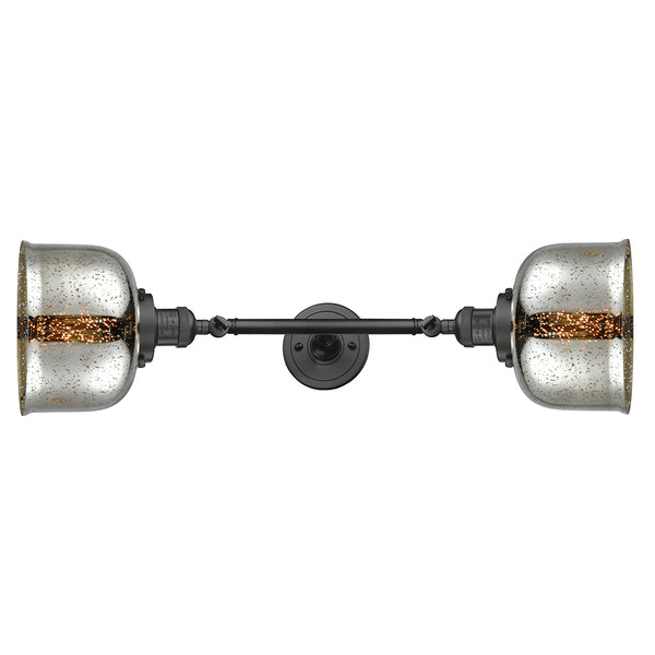 Bell Bath Vanity Light shown in the Oil Rubbed Bronze finish with a Silver Plated Mercury shade