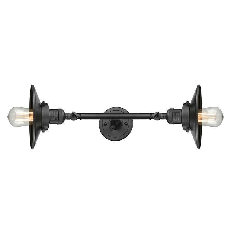 Railroad Bath Vanity Light shown in the Oil Rubbed Bronze finish with a Oil Rubbed Bronze shade