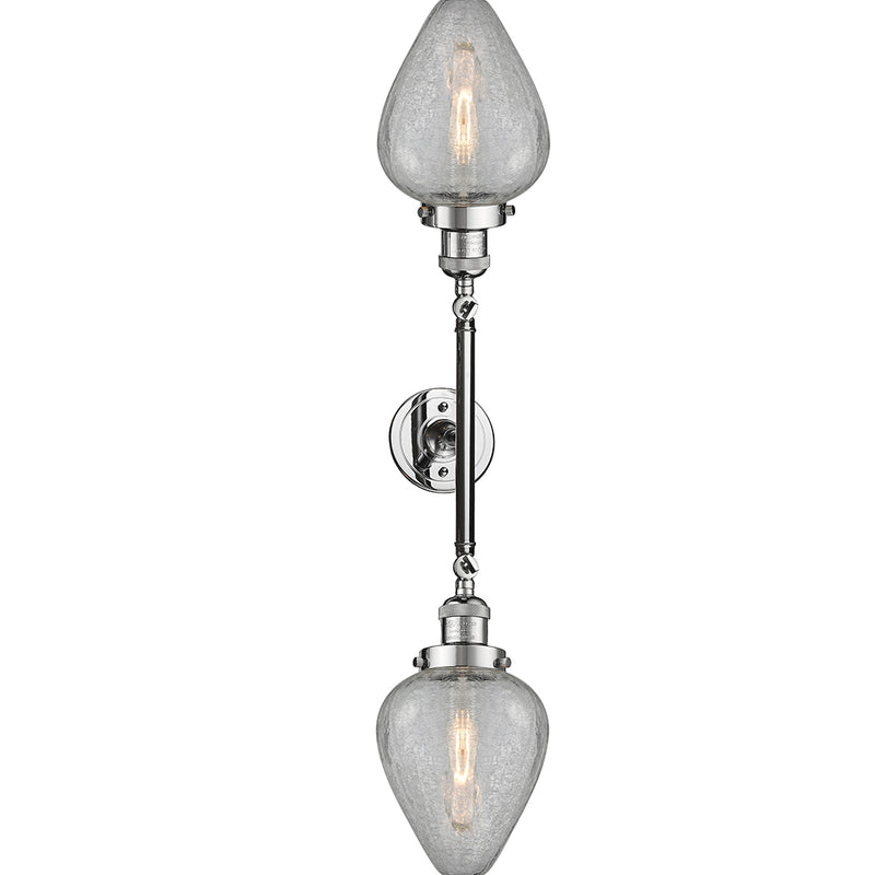 Geneseo Bath Vanity Light shown in the Polished Chrome finish with a Clear Crackled shade