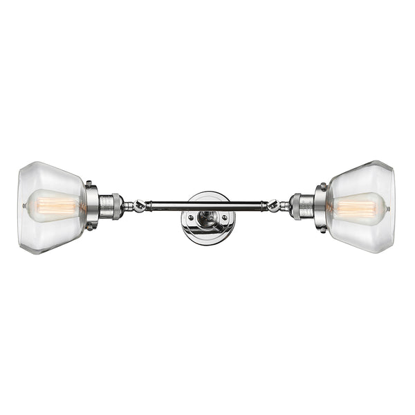 Fulton Bath Vanity Light shown in the Polished Chrome finish with a Clear shade