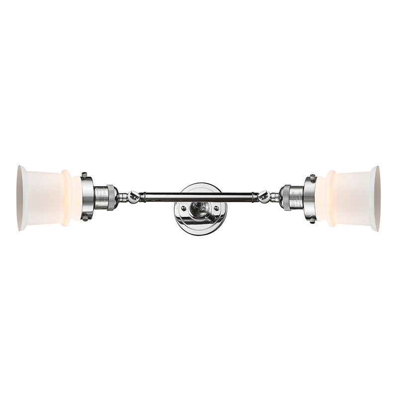 Canton Bath Vanity Light shown in the Polished Chrome finish with a Matte White shade