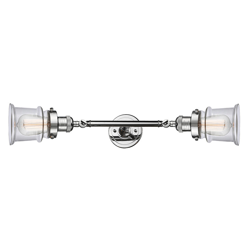 Canton Bath Vanity Light shown in the Polished Chrome finish with a Clear shade