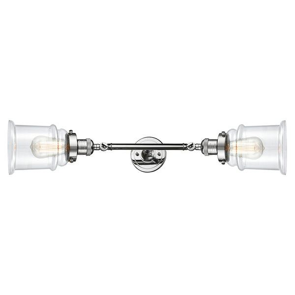 Canton Bath Vanity Light shown in the Polished Chrome finish with a Clear shade