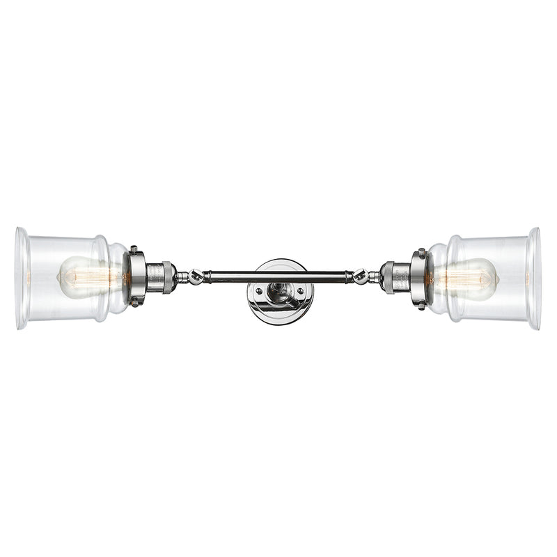 Canton Bath Vanity Light shown in the Polished Chrome finish with a Clear shade