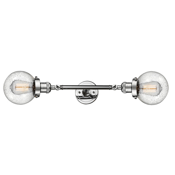 Beacon Bath Vanity Light shown in the Polished Chrome finish with a Seedy shade