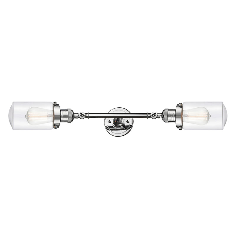 Dover Bath Vanity Light shown in the Polished Chrome finish with a Clear shade