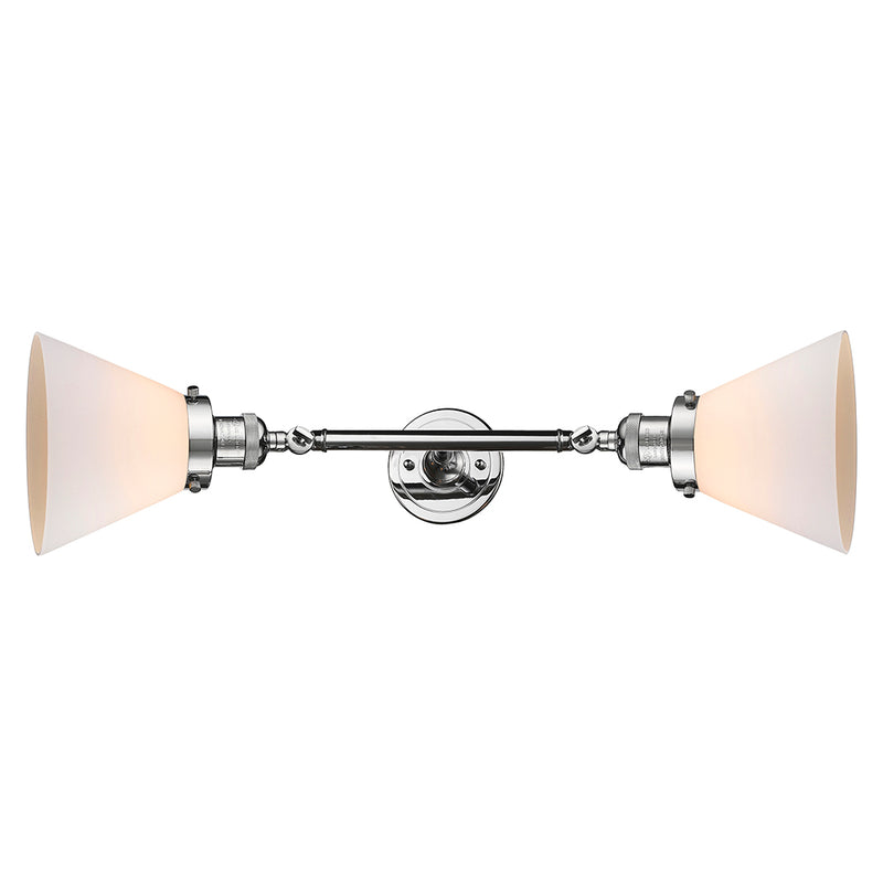 Cone Bath Vanity Light shown in the Polished Chrome finish with a Matte White shade