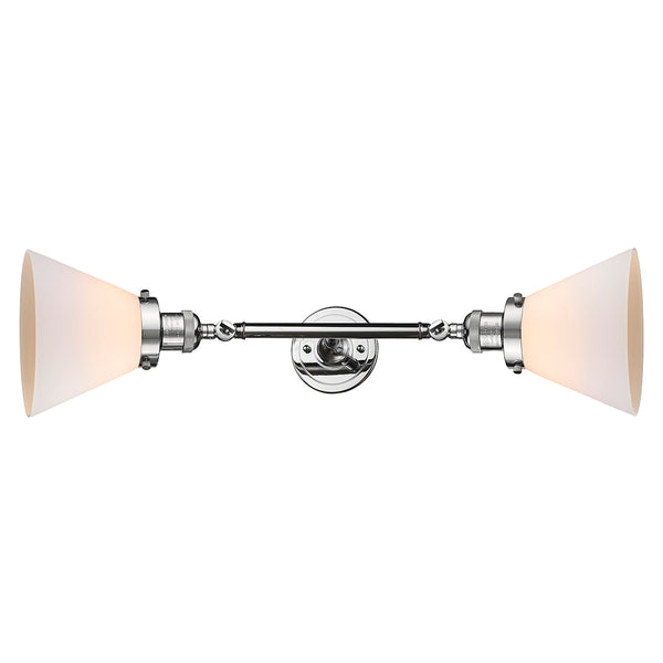 Cone Bath Vanity Light shown in the Polished Chrome finish with a Matte White shade