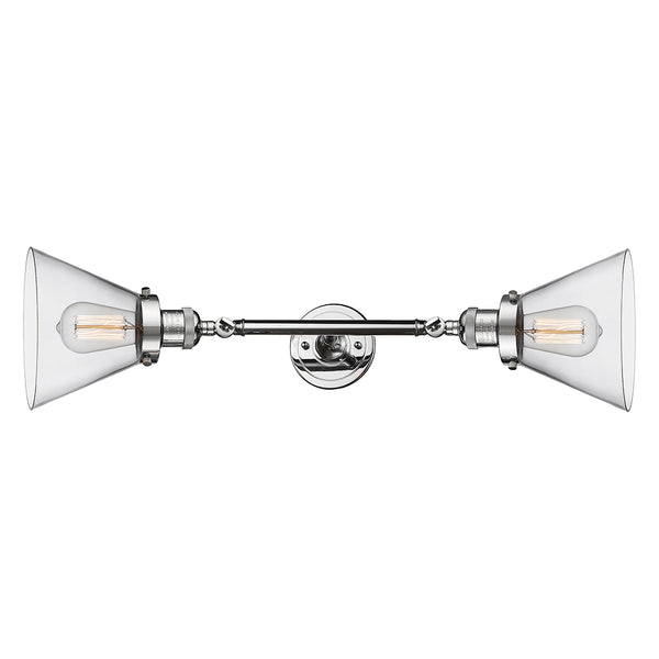 Cone Bath Vanity Light shown in the Polished Chrome finish with a Clear shade