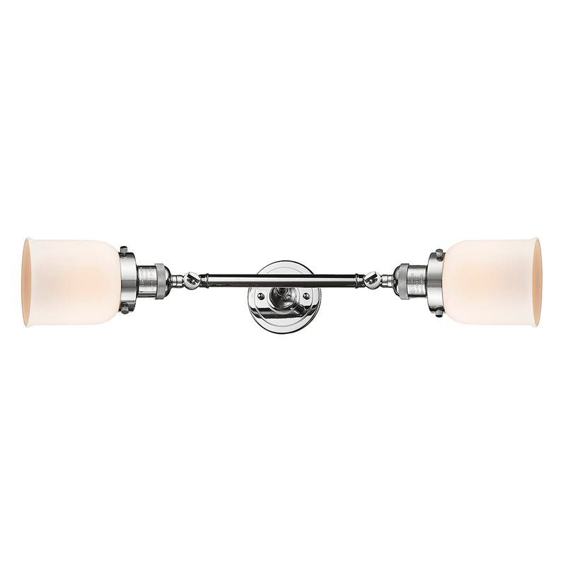 Bell Bath Vanity Light shown in the Polished Chrome finish with a Matte White shade