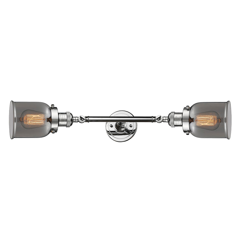 Bell Bath Vanity Light shown in the Polished Chrome finish with a Plated Smoke shade