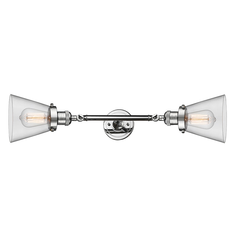 Cone Bath Vanity Light shown in the Polished Chrome finish with a Clear shade