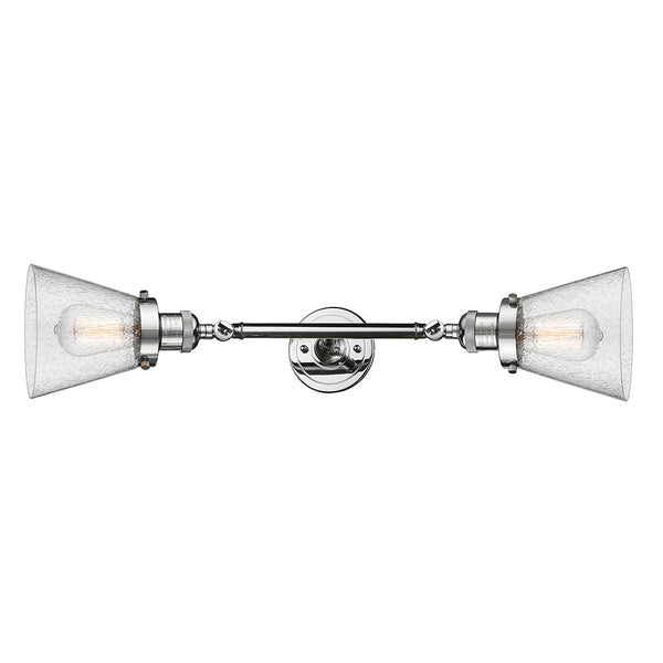 Cone Bath Vanity Light shown in the Polished Chrome finish with a Seedy shade