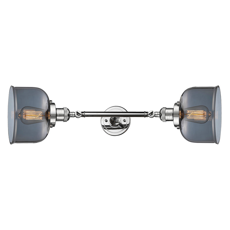 Bell Bath Vanity Light shown in the Polished Chrome finish with a Plated Smoke shade