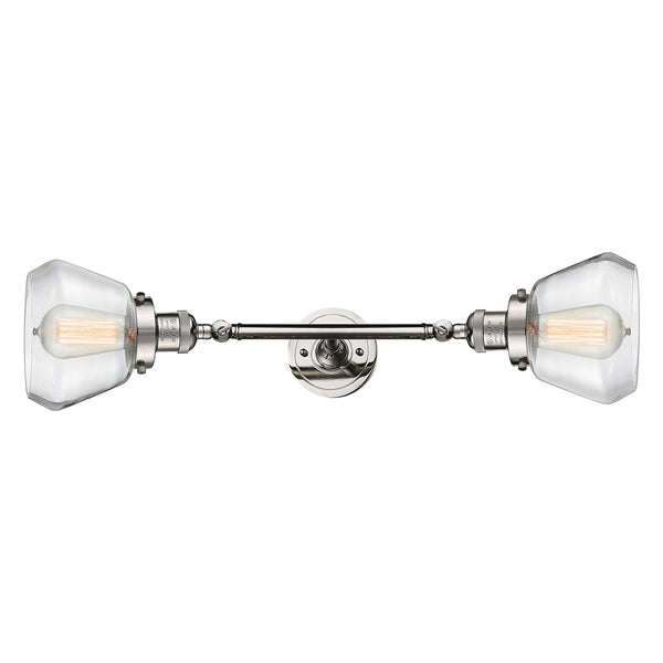 Fulton Bath Vanity Light shown in the Polished Nickel finish with a Clear shade