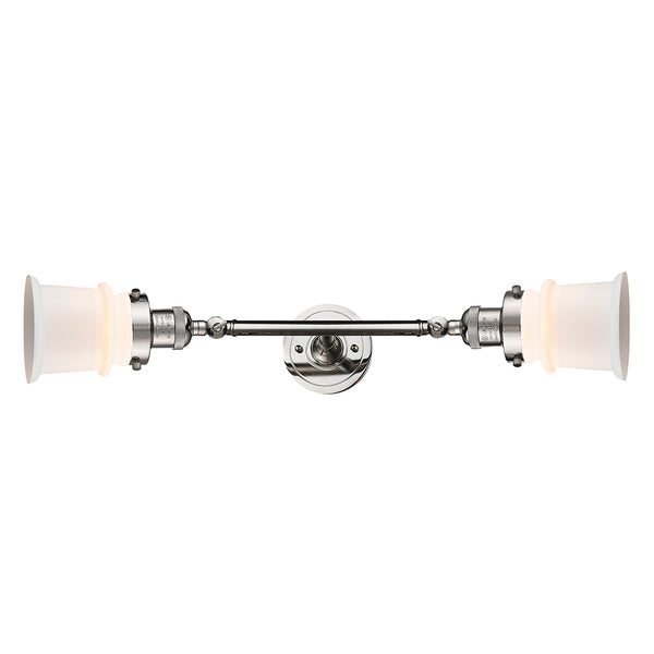 Canton Bath Vanity Light shown in the Polished Nickel finish with a Matte White shade