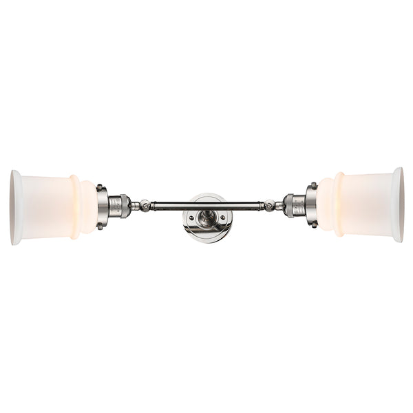 Canton Bath Vanity Light shown in the Polished Nickel finish with a Matte White shade