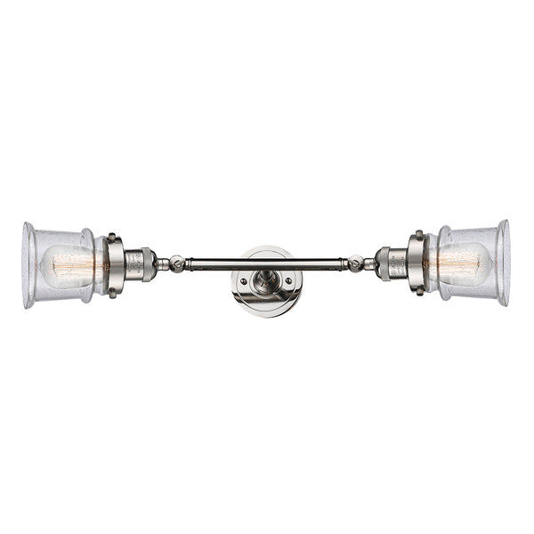 Canton Bath Vanity Light shown in the Polished Nickel finish with a Seedy shade