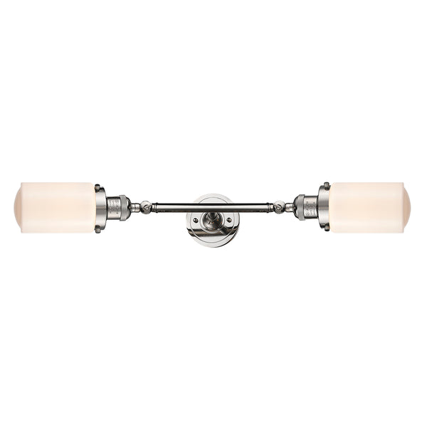 Dover Bath Vanity Light shown in the Polished Nickel finish with a Matte White shade