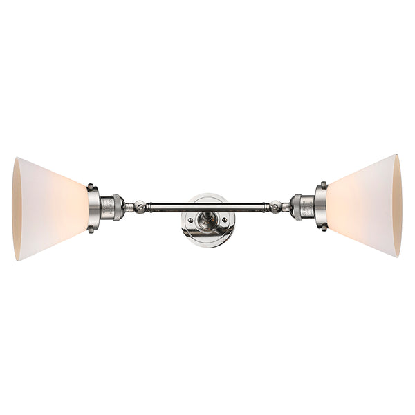 Cone Bath Vanity Light shown in the Polished Nickel finish with a Matte White shade