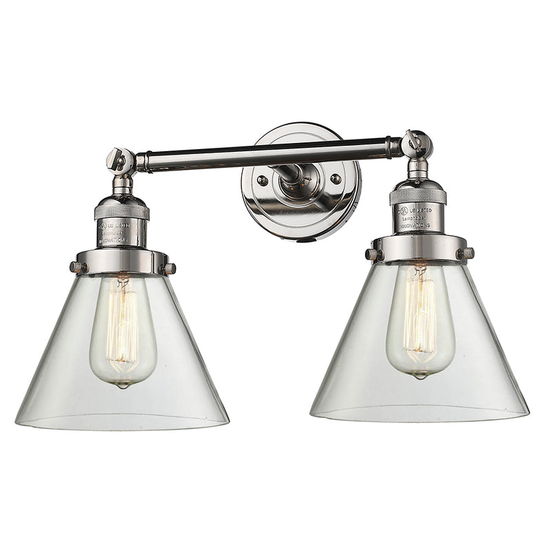 Innovations Lighting Large Cone 2 Light Bath Vanity Light Part Of The Franklin Restoration Collection 208L-PN-G42