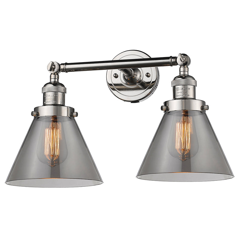 Innovations Lighting Large Cone 2 Light Bath Vanity Light Part Of The Franklin Restoration Collection 208L-PN-G43