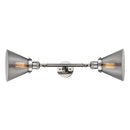 Cone Bath Vanity Light shown in the Polished Nickel finish with a Plated Smoke shade